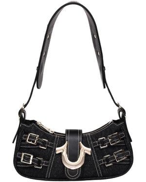 TRUE RELIGION Multi Strap Denim Shoulder Bag - Black