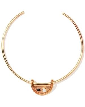 Nectar Nectar New York Mother Of Pearl And Black Agate Choker Necklace - Metallic