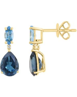 Effy Diamond Accent And Blue And London Blue Topaz Earrings (0.01 Ct. T.w. And 3-3/8 Ct. T.w.