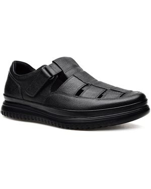 Pazstor Premium Comfort Leather Closed Toe Casual Sandals Memphis - Black