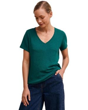 Celtic & Co. Relaxed V-neck Linen Blend T-shirt - Green