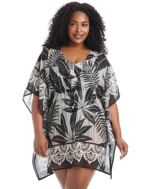 Bleu Rod Beattie Plus Size Island Time Pull-on Cover-up Caftan - Gray