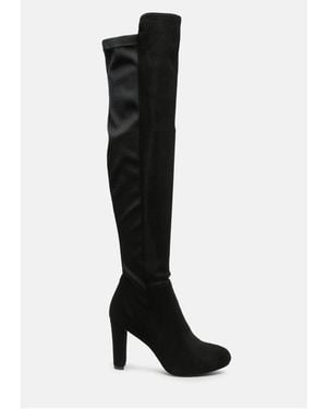 LONDON RAG Fauna Knee High Block Heeled Boots - Black