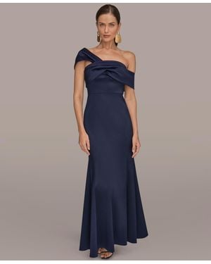 Donna Karan One Shoulder Twisted Gown - Blue