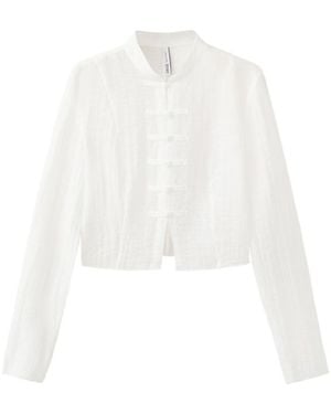 Mango Semi-sheer Textured Chiffon Blouse - White