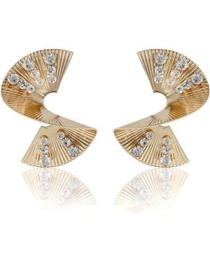 BCBGeneration Sculpted Fan Crystal Earrings - Metallic