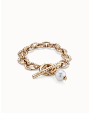 Uno De 50 Links And Cultivated Pearl Charm Bracelet - Metallic