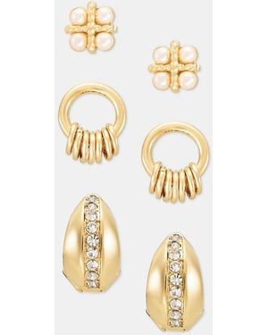 Anne Klein Pave & Imitation Earrings - Metallic