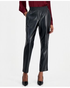 Tahari Madelyn High-rise Pull-on Slim Faux Leather Pants - Blue