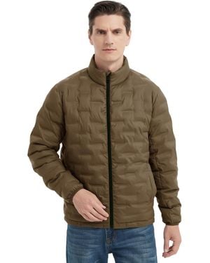 Hawke & Co. Stand Collar Lightweight Warm Cube Jacket - Brown