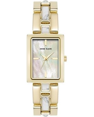 Anne Klein Quartz How Lite Gemstone And Gold-tone Metal Alloy Bracelet Watch - Metallic