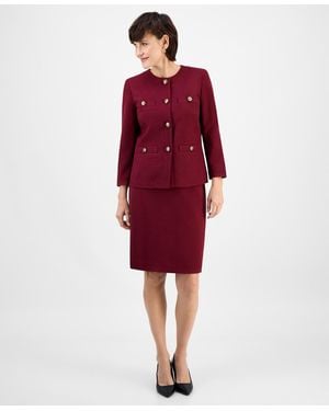 Le Suit Pencil Skirt Suit Set - Red