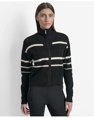 DKNY Open Stitch Full Zip Stripe Jacket - Black