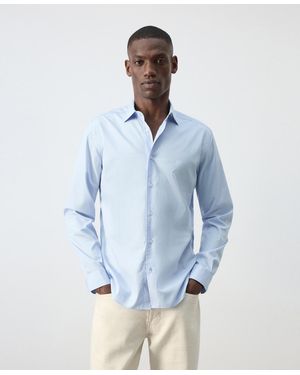 Mango Candela Cotton Striped Long-sleeve Shirt - Blue