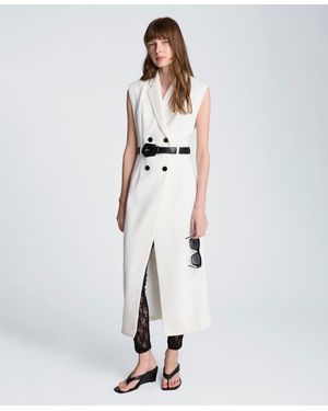 Kenneth Cole Modern Midi Trench Collared Dress - White