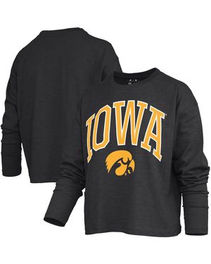 Pressbox Iowa Hawkeyes Motley Boxy Waist-length Long Sleeve T-shirt - Black