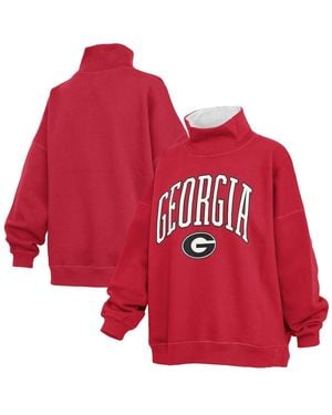 Pressbox Georgia Bulldogs Oversized Mock Neck Sweatshirt - Red