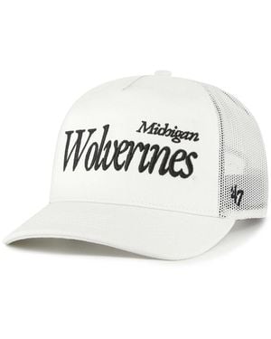 '47 And Michigan Wolverines Foundation Script Adjustable Trucker Hat - White