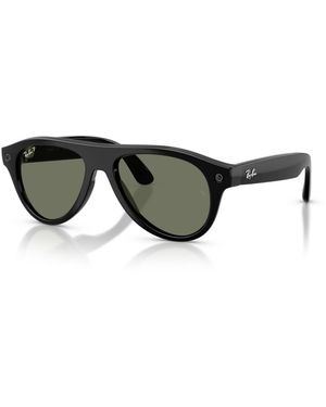 Ray-ban Meta Polarized Ai Aviator Sunglasses Fury Rw4016 - Black