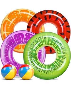 Gnuadz 6 Pack Pool Floats Swim Tubes Rings Balls Fruit - Green