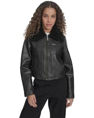 Levi's Faux Leather Aviator Jacket - Black