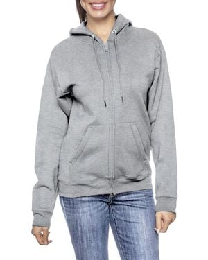 Galaxy By Harvic Fleece-lined Loose-fit Full-zip Sweater Hoodie - Gray