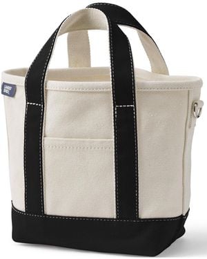 Lands' End Small 3 Pocket Open Top Canvas Tote Bag - Black