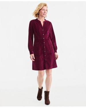 Style & Co. Long-sleeve Corduroy Dress - Red