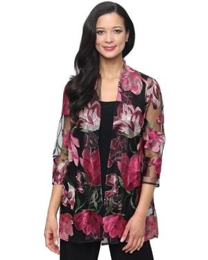 Alex Evenings Embroidered Tulle Twinset