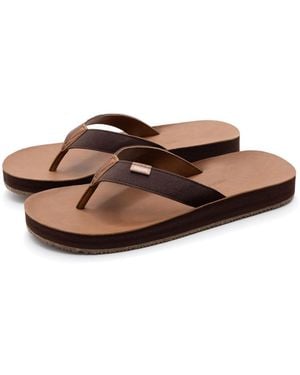 feel good Men S Zensole Kinderz Faux Leather Flip-flop Thong Sandals - Brown