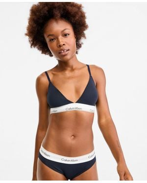 Calvin Klein Icon Cotton-modal Lightly Lined Triangle Bralette Qf8498 - Blue