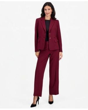 Le Suit Stretch Wide Leg 2 Piece Pant Suit - Red