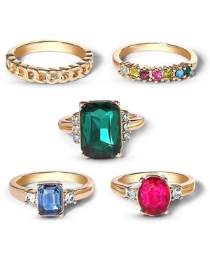 Jessica Simpson Gemstone Statement Ring Set - White