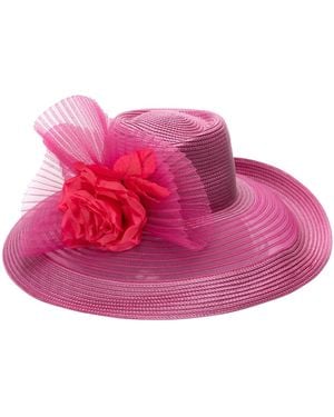 August Accessories Sheer Brim Romantic Profile Hat - Pink