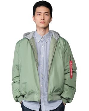 Alpha Industries Natus Relaxed-fit Hooded Bomber Flight Jacket - Green