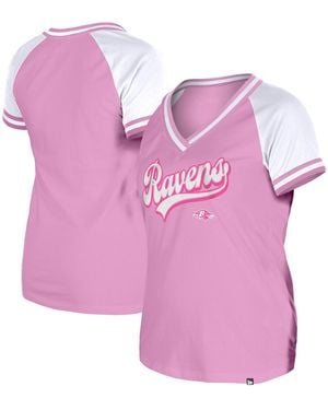 KTZ Baltimore Ravens Mommy Me V-neck T-shirt - Pink