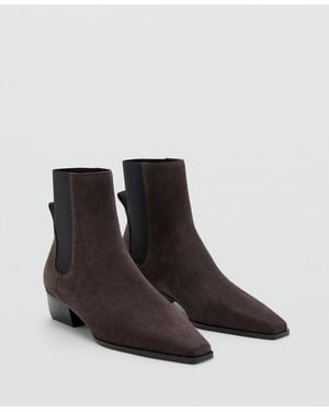 Mango Heel Suede Ankle Boots - Black