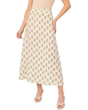 Cece Printed Zippered A-line Skirt - Natural