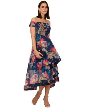 Adrianna Papell Floral Organza High-low Gown - Blue