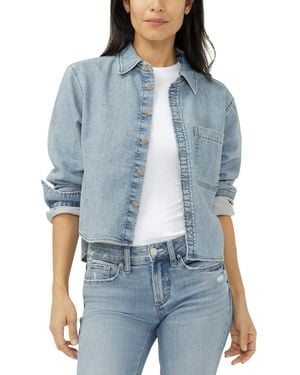 Silver Jeans Co. Button Front Knit Flex Shirt - Blue