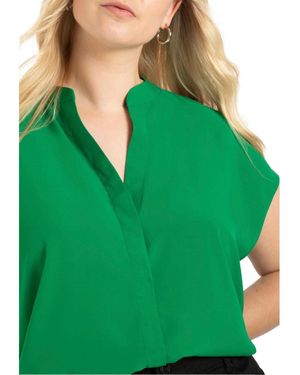 Eloquii Plus Size Notch Collar Blouse - Green