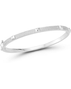 Rachel Zoe 14k Gold Plated Sterling Nail Head Pave Bangle - White