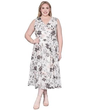 Standards & Practices Floral-print V-neck A-line Dress - White
