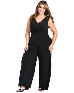 Avenue Plus Size Audrey Twist Front Jumpsuit - Black