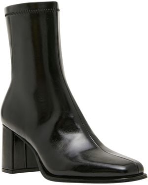 Madden Girl Morning Block Heel Square Toe Sock Booties - Black