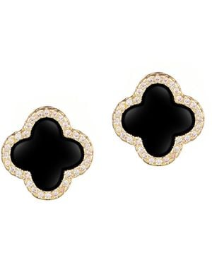 Adornia Cubic Zirconia Halo Clover Stud Earrings - Black