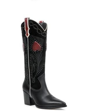 Dante Leather Boots Fiore - Black
