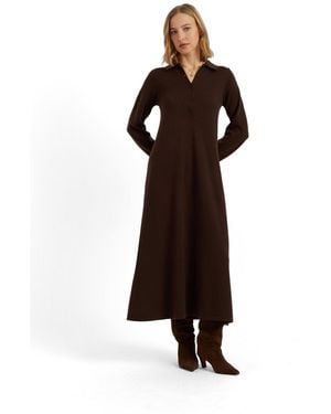 Chinti & Parker Wool-cashmere A-line Polo Dress - Brown