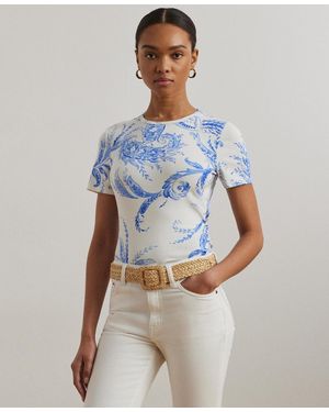 Ralph Lauren Paisley Stretch Cotton Crewneck Tee - Blue