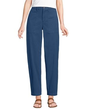 Lands' End Chino High Rise Barrel Leg Utility Ankle Pants - Blue